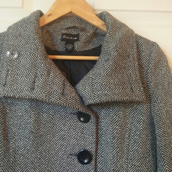 Seductions Herringbone Peacoat - Picture 6 of 11